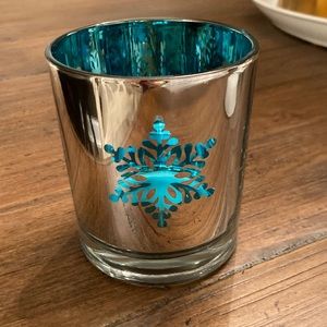 Blue and Silver Glass Snowflake Candleholder